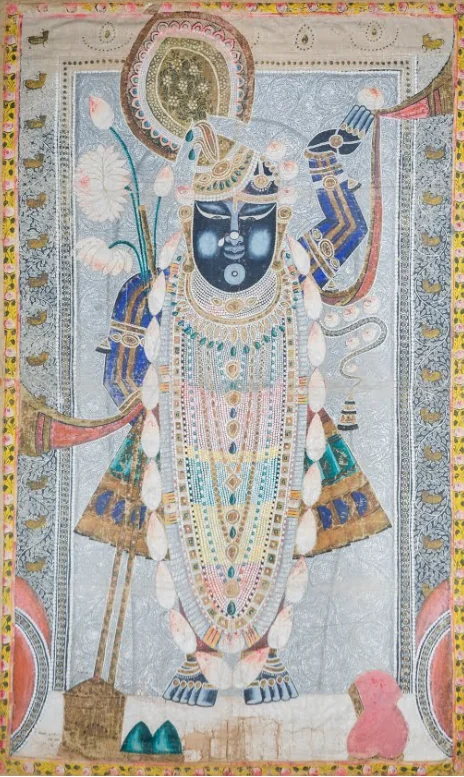 नाथद्वारा पिछवाई — श्रीनाथजी व गौ-चारण का कपड़े पर चित्र-पट